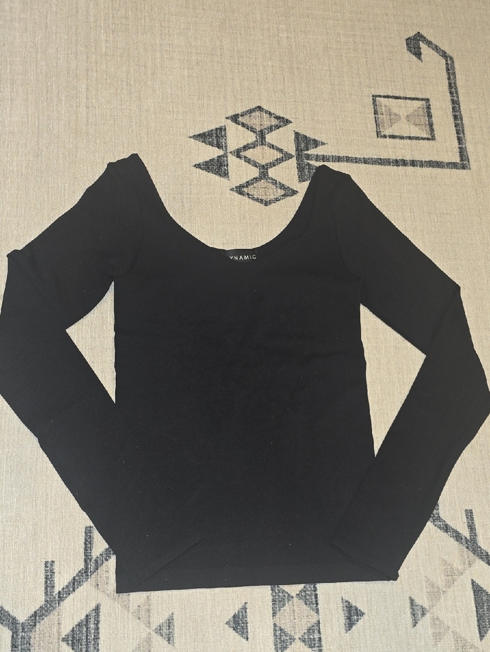 Dynamic Black Scoop Neck Long Sleeve Top - OS Boutique Double Lined New